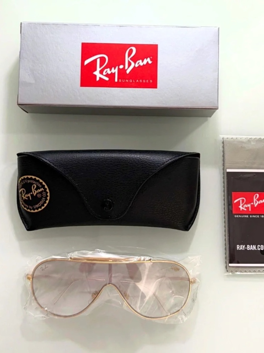 RAY-BAN WINGS RB3597 Aviator Shield Silver-Mirror/Gold (NEW)